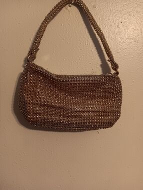 Gold Crystal Evening Hang Bag